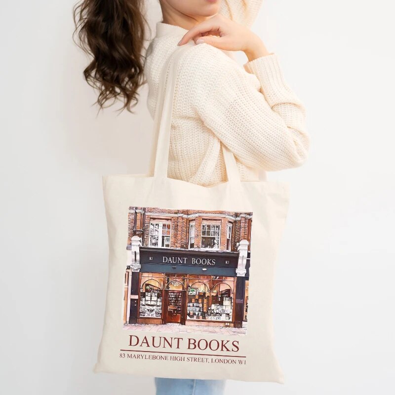 Daunt Books Tote Bag Shakespeare and Company Totes Canvas Shoulder Bag Aesthetics Shopping Bag Handbags Library Bag Back To Gift