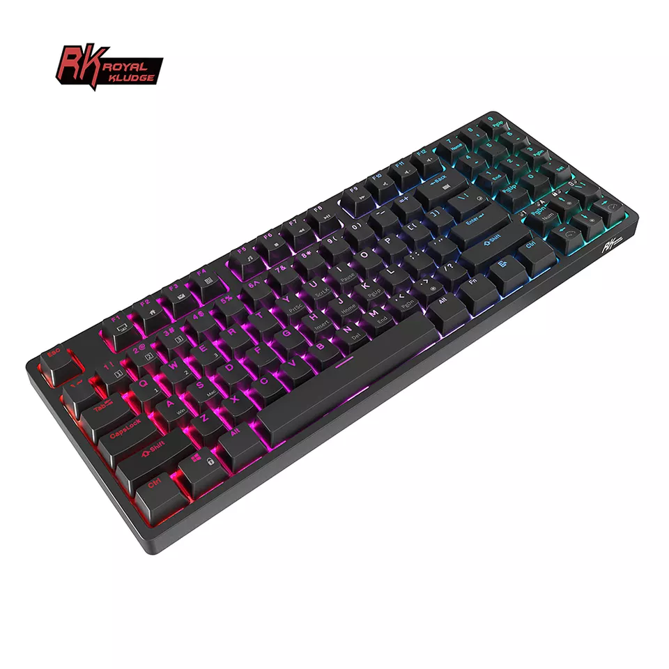 Royal Kludge RK92 Tri-Mode wireless RGB 92 Keys Hot Swappable Mechanical Keyboard Black,White (Blue Switch, Red Switch, Brown Switch. 