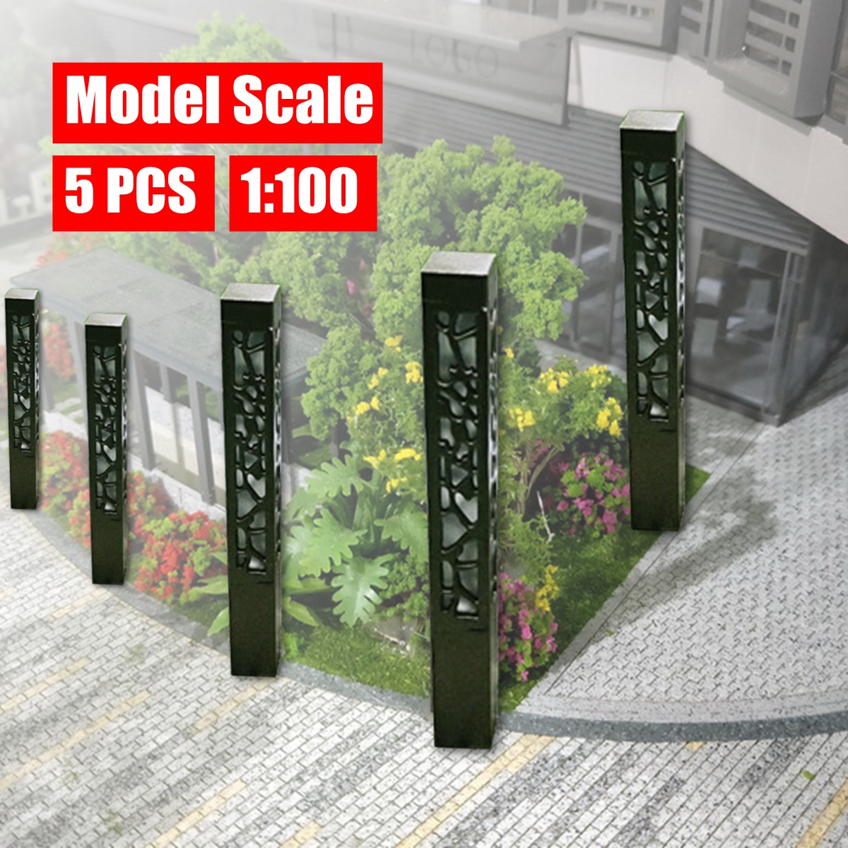 Interesting 5pcs Model Street Light Lamp Lamppost 1:100 HO Scale Garden Railway Layout Train