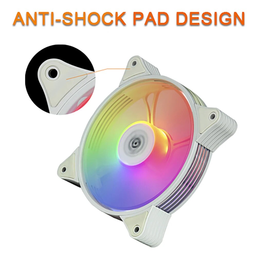 Aigo AR12 White 120mm Cooling Fan RGB 3pin 5v aura sync 12cm pc computer Cooler argb Silent Case Fan with Controller. 