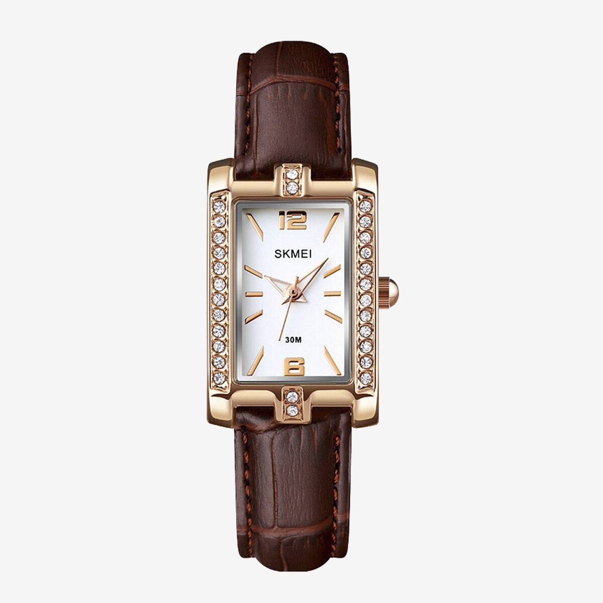 SKMEI Women Fashion Watch Elegant Quartz Leather Stainless Steel Watch Waterproof Ladies Wrist Watch For Women 1690 | Daraz.com.bd