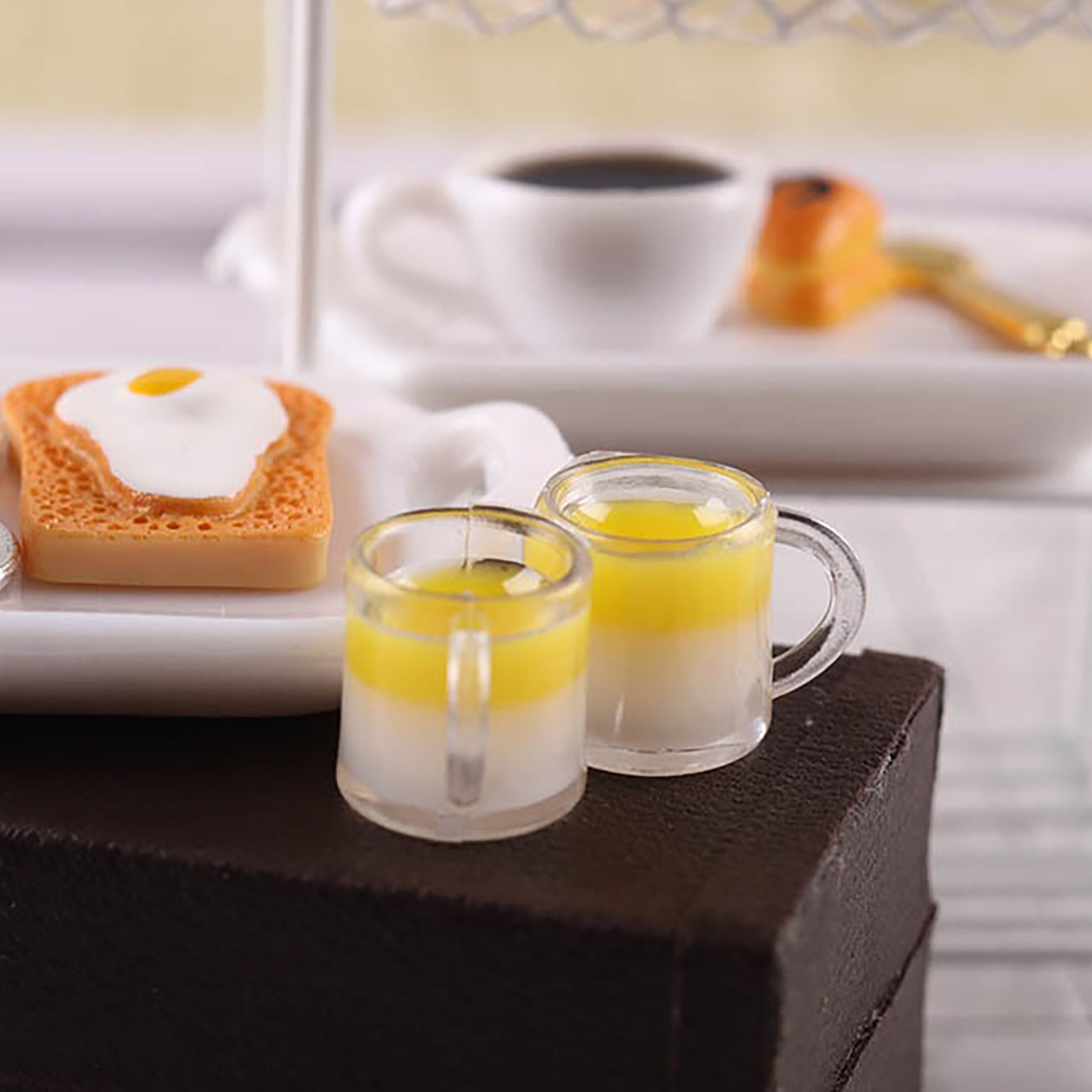 5Pcs 1:12 Dollhouse Drink Realistic Simulated Resin Miniature Mango Shake Model DIY Doll Accessories for Gift. 