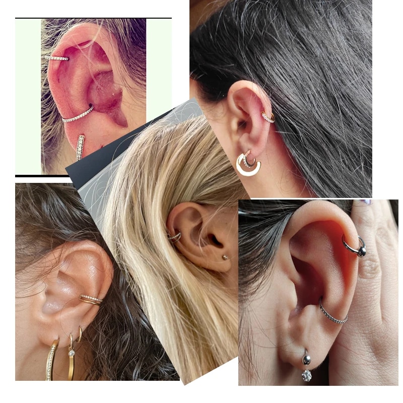 G23 Titanium Nose Rings Piercings High Quality Zircon Stone Hight Segment Open Small Septum Piercing Earrings Helix Body Jewelry. 