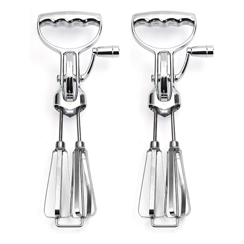 2PCS Egg Beater Hand Crank Stainless Steel Rotary