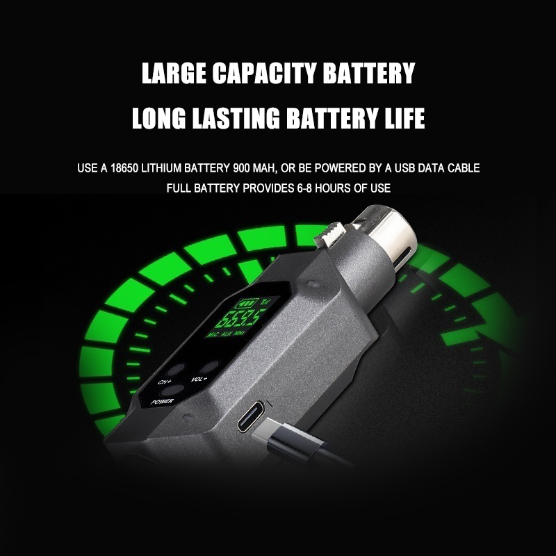 BOMGE UHF Wireless XLR Transmitter and Receiver& Wireless Guitar Transmitter Receiver,Rechargeable Mic Adapter 16 Channels 164ft Range for Dynamic Microphone,Audio Mixer,Electric Guitar Bass. 