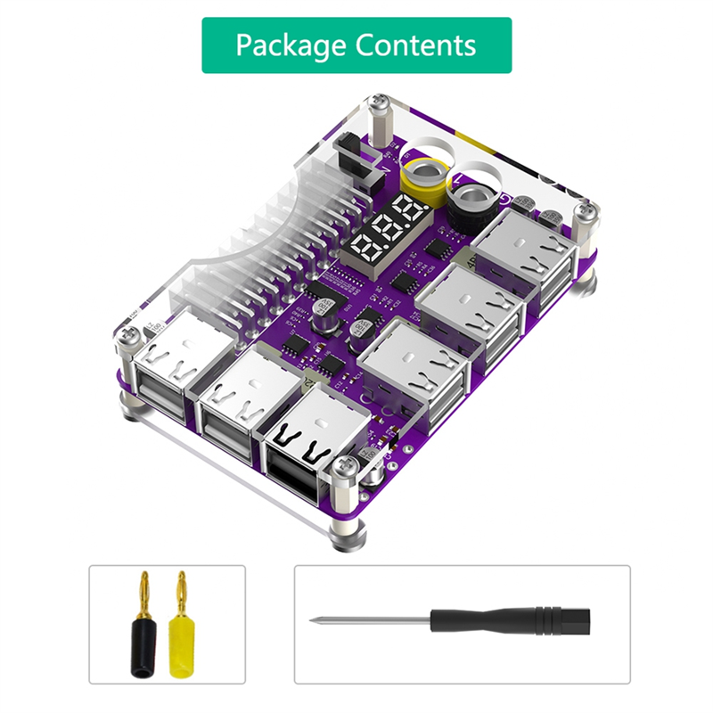 Power Adapter Connector Power Supply Breakout Board High Quality ATX 24Pin Power Module Adapter with 12 Port USB 2.0 and QC 2.0/ 3.0 and 12V Output. 