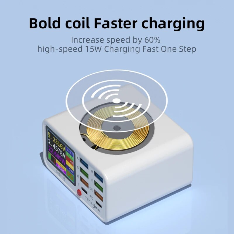 ILEPO Multi functional 8-port USB Wireless Fast Charging Visual Current Detection Charger For Mobile Phone iPad Flash Charging. 