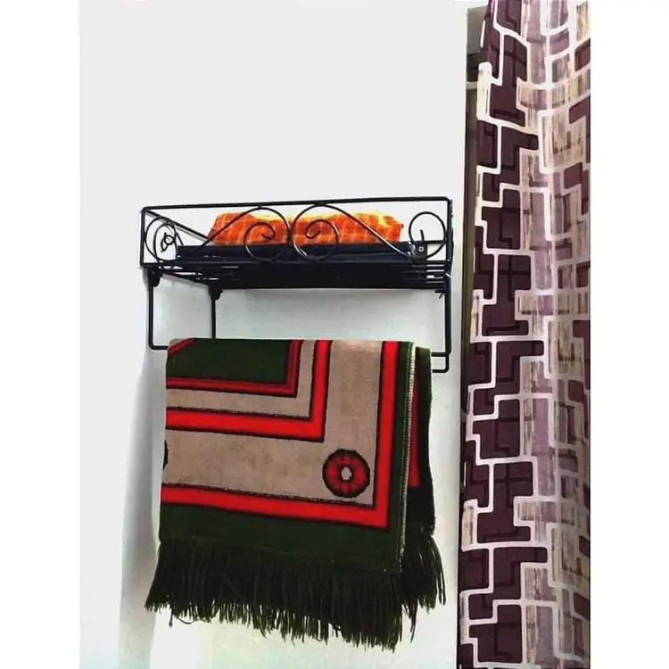 Versatile 12" Black Metal Wall Quran Stand – Features 2 Jaymamaz Hangers – Perfect for Quran Sharif Display and Jainamaj Hanging – Elegant and Practical Wall Mount Stand for Home or Mosque.. 