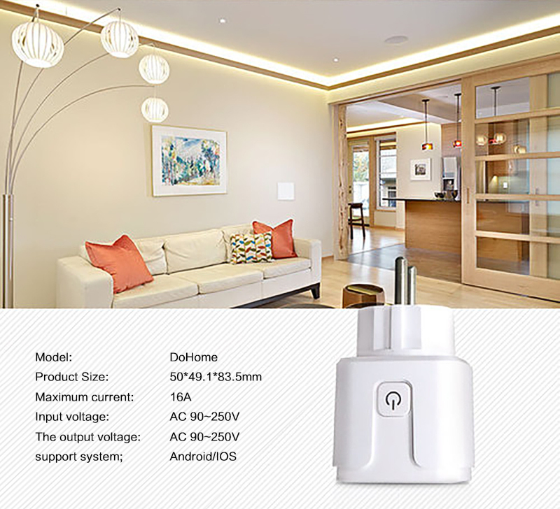 Wifi Smart Socket Wireless Plug Timer EU Plug 100-250V Voice Control dohome APP Work With Siri Alexa Google Assisitant. 