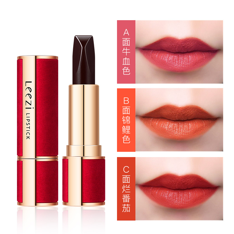 Lizzy tricolor in one, black rose, lipstick, velvet, matte, matte, rotten tomatoes, ox blood, koi hair