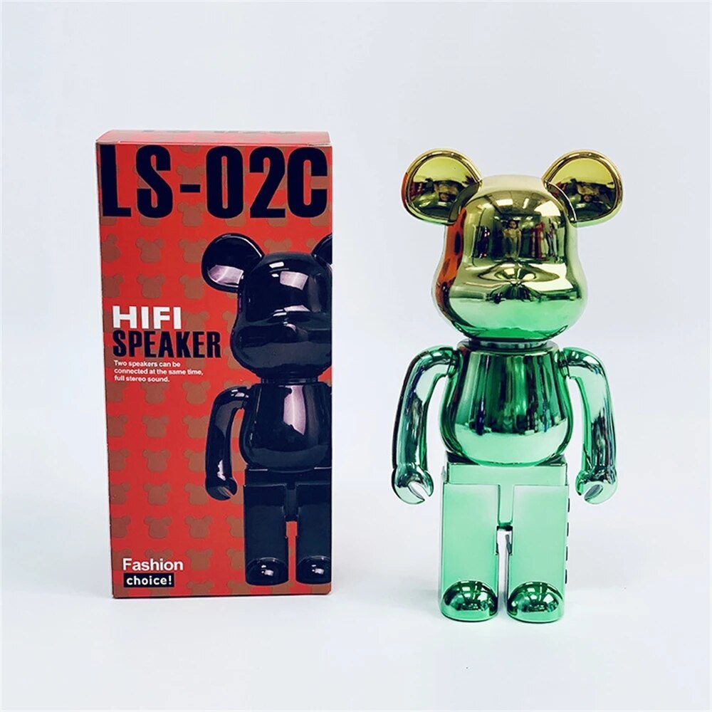 New Creative Wireless Speaker Bluetooth 5.2 Portable HIFI Bass Speakers Plating Gradient Color Cartoon Bear Table Desk Ornament. 