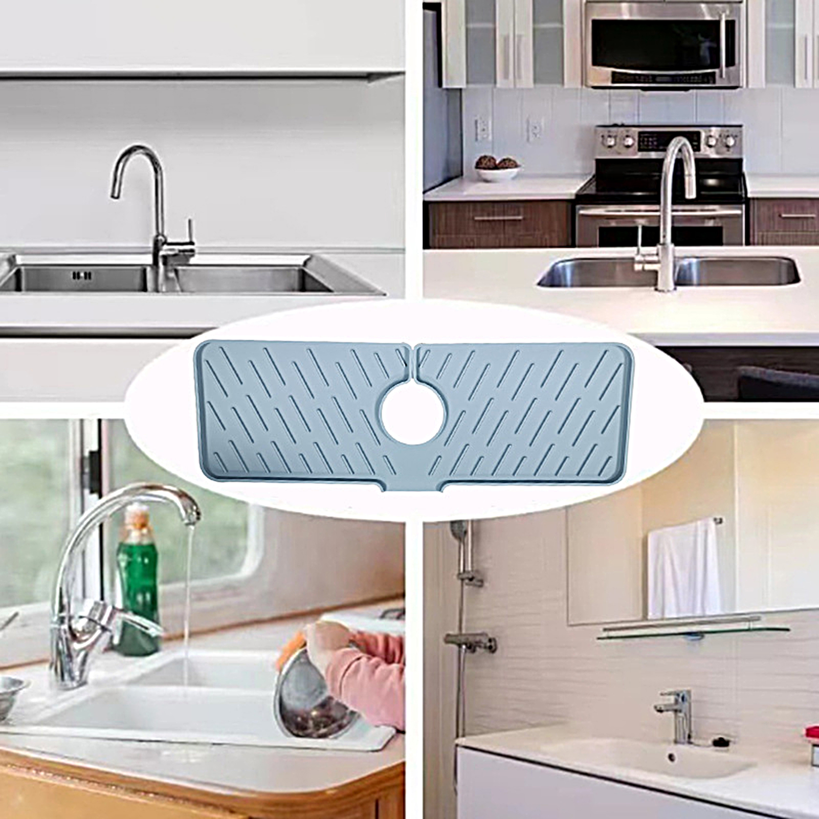 Faucet Drain Pad Quick Dry Water Splash Protective Mat Kitchen Sink Protector. 