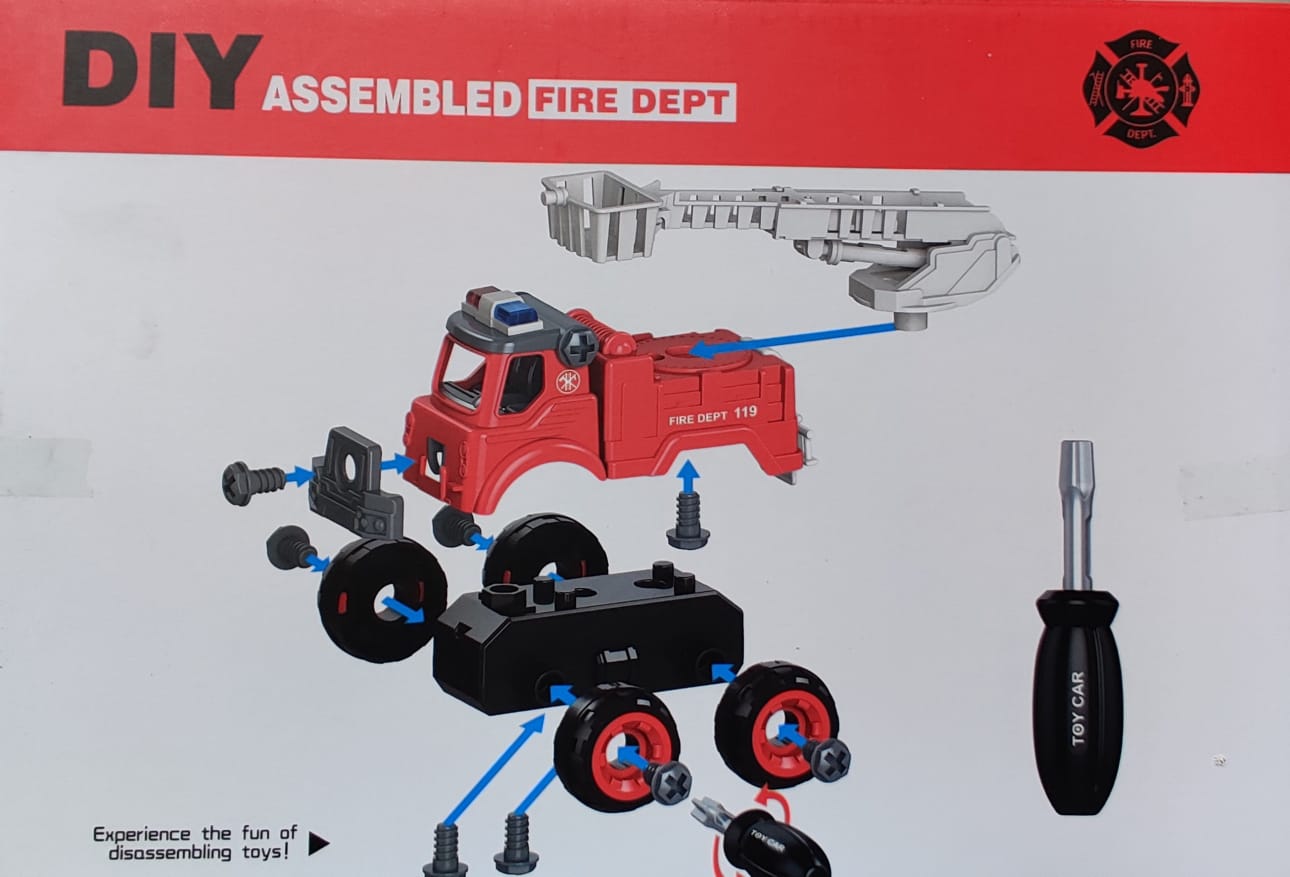 4pcs/set DIY Engineering Vehicle Set Disassembly Assembly Engineering Sanitation Toy Car Screw Nut with Disassembl Tool f. 
