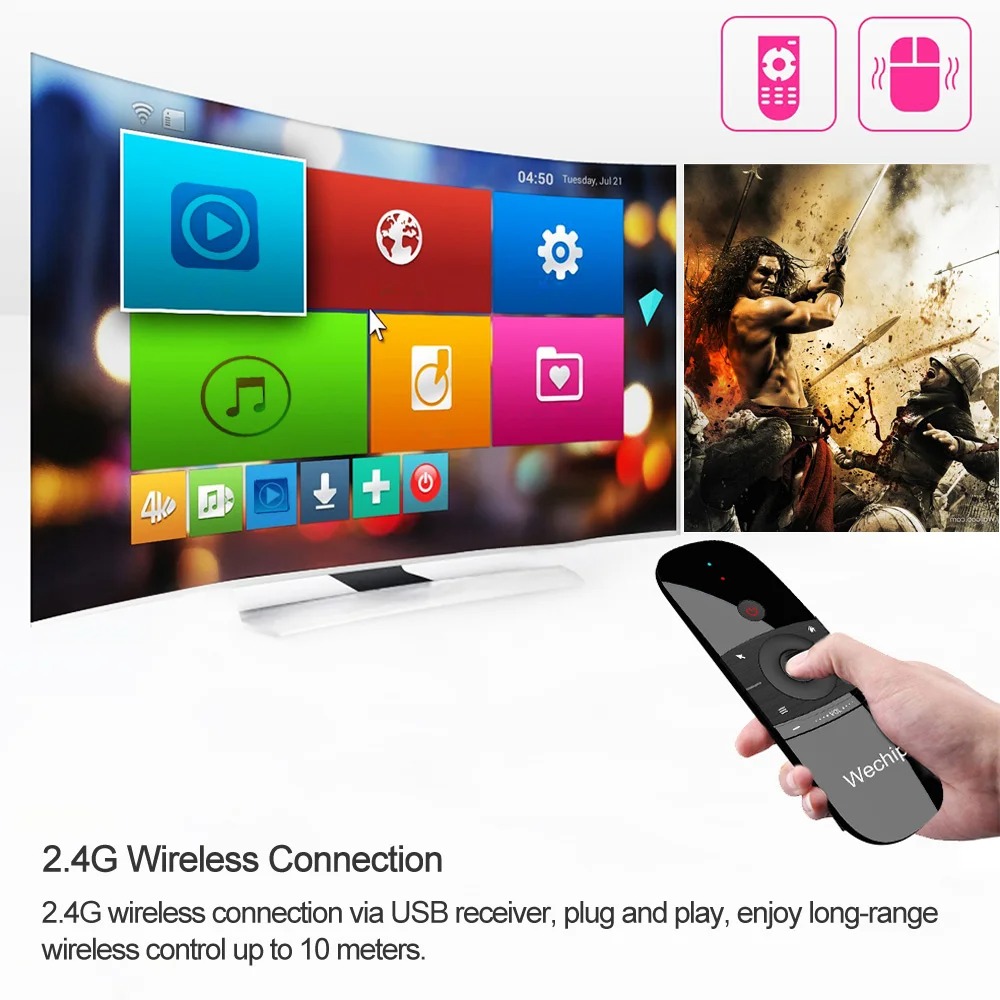 Wechip W1 2.4G Air Mouse Wireless Keyboard Remote Control Infrared Remote Learning 6-Axis Motion Sense for Smart TV Android TV. 