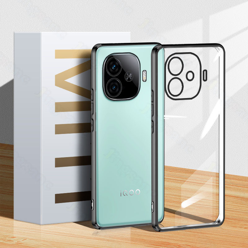 For VIVO IQOO Z9 5G/iQOO Z9 Turbo Phone Case Soft Silicone TPU Electroplating Clear Lens Protection Back Cover A26-1. 