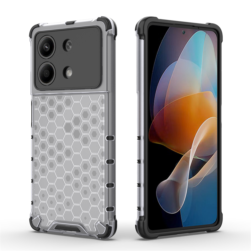 Case For Xiaomi Poco X6 Neo 5G Transparent Honeycomb , [Anti-Scratch Hard PC Back Back + Soft TPU Bumper]  Shockproof Cover Xiaomi Poco X6 Neo 5G. 