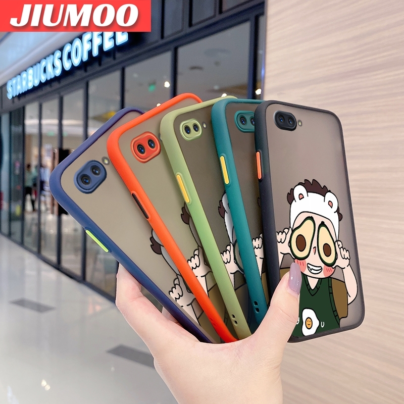 JIUMOO For OPPO A5 2018 OPPO A3s OPPO A12E Realme C1 Case Cartoon Cute Avocado Girl Thin Frosted Transparent Cover Lens Camera Protect Edge Full Cover Casing Hard Cases. 
