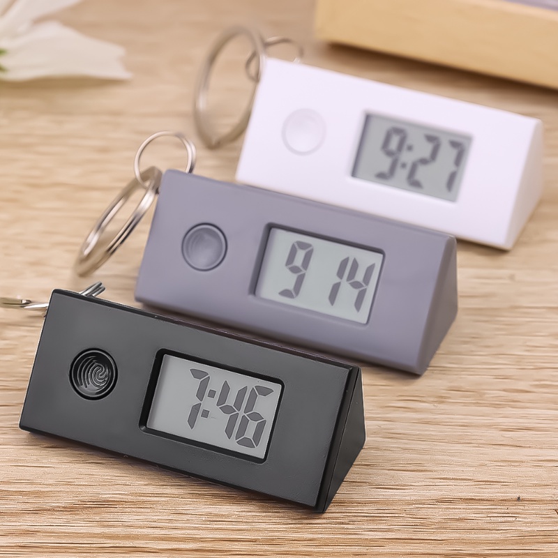 Small Lightweight Portable Practical Simple Pocket Digital Clock Luminous Silent ABS Keychain Backpack Buckle Electronic Clock Work Study Exam Supplies. 
