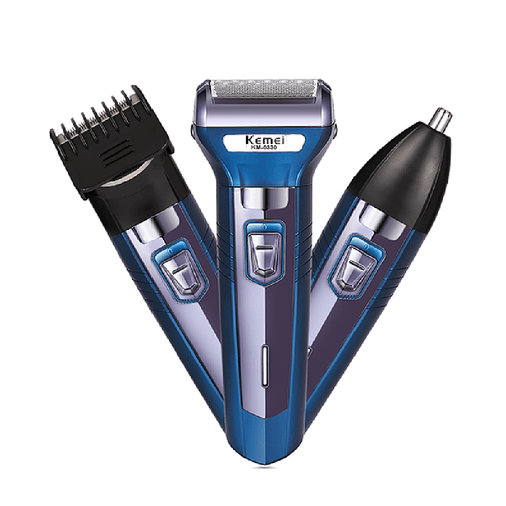 Kemei KM-6330 Grooming Kit 3 in 1 Hair Mustache Beard Shaver Trimmer Clipper for Men