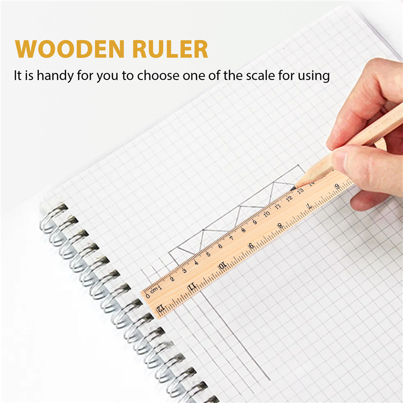 12 x Wood Ruler Measuring Ruler, 2 Scale (12 Inch and 30 cm). 