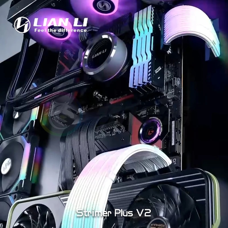 Lian Li Strimer Plus V2 Neon PSU Extension Cable ARGB ATX 24Pin GPU 8PinX2 Triple 8Pin Detachable Soft Silicone Removable. 