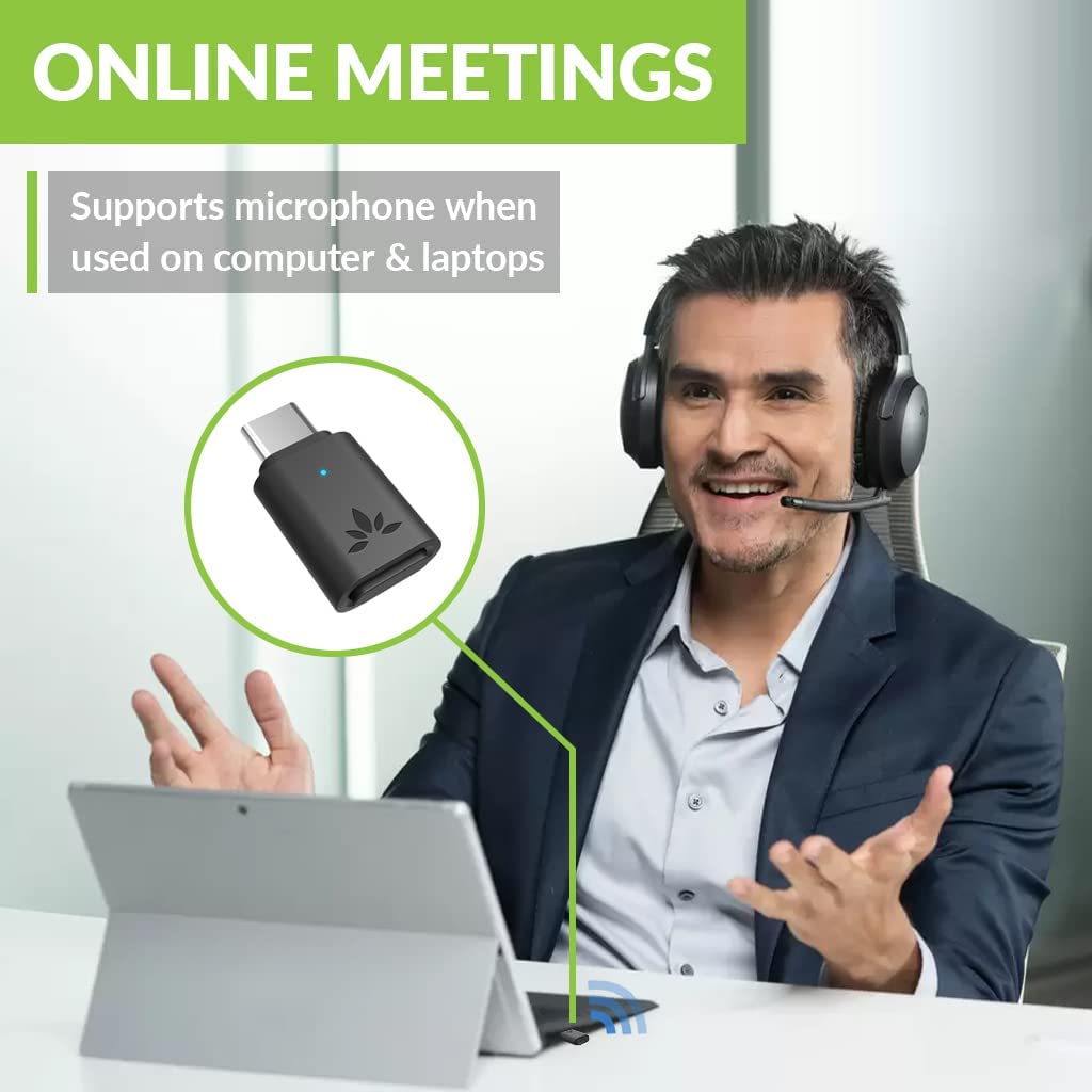 Avantree C81 USB-C Bluetooth Adapter for PS5 - Connect Headphones Wirelessly with aptX Low Latency Support and Included Mini Mic. 