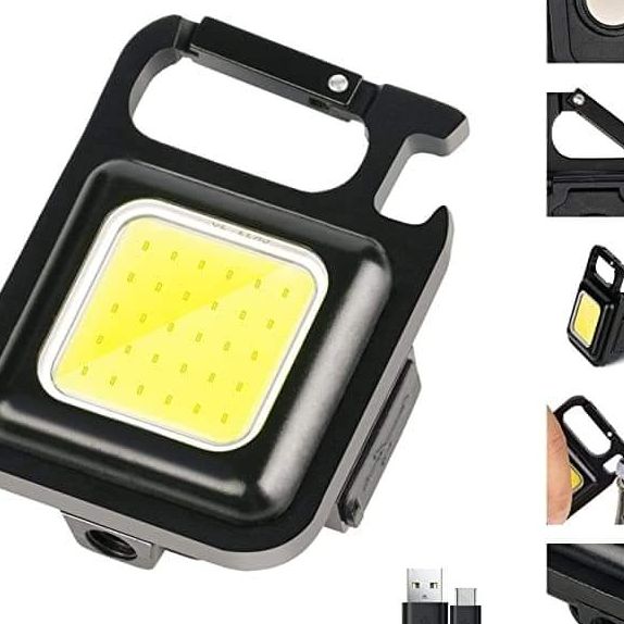 COB Rechargeable Keychain Light 3 Modes Mini Flashlight Keychain Micro USB Charging Type C Port Rechargeable Keychain - Minimalistic Sophistication