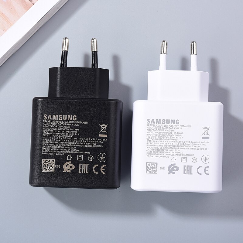 【happy one】Samsung EP-TA845 Super Fast Charging Adapter 5A Dual Type C Cable For Galaxy S21 Plus S20 + Note A90 A52 A72. 