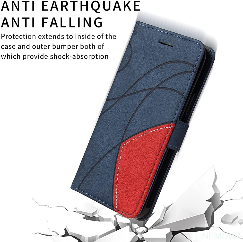 Wallet Case for Google Pixel 6a 5G, Splicing Matching PU Leather Flip Case with Kickstand for Google Pixel 6a 5G, Blue. 