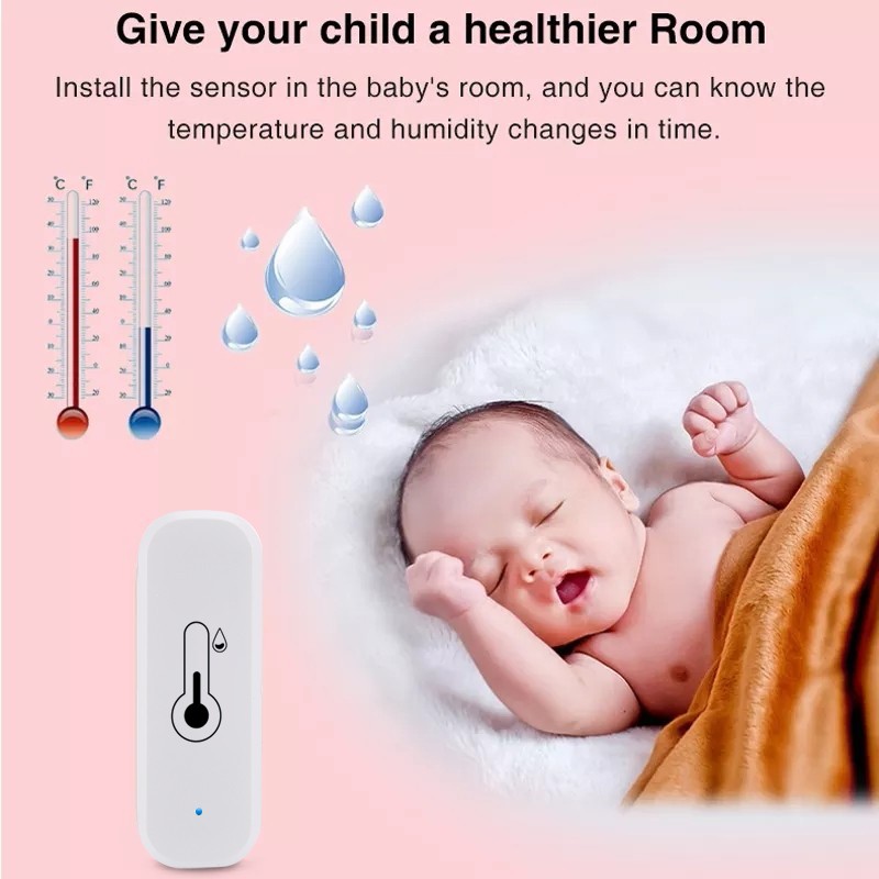 Battery Powered Tuya WiFi Bluetooth Temperature and Humidity Sensor (No Battery). 