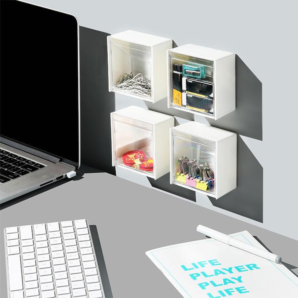Transparent Adhesive Small Object Storage Box Multifunctional Organizer Storage Box Clamshell Storage Box for Home. 