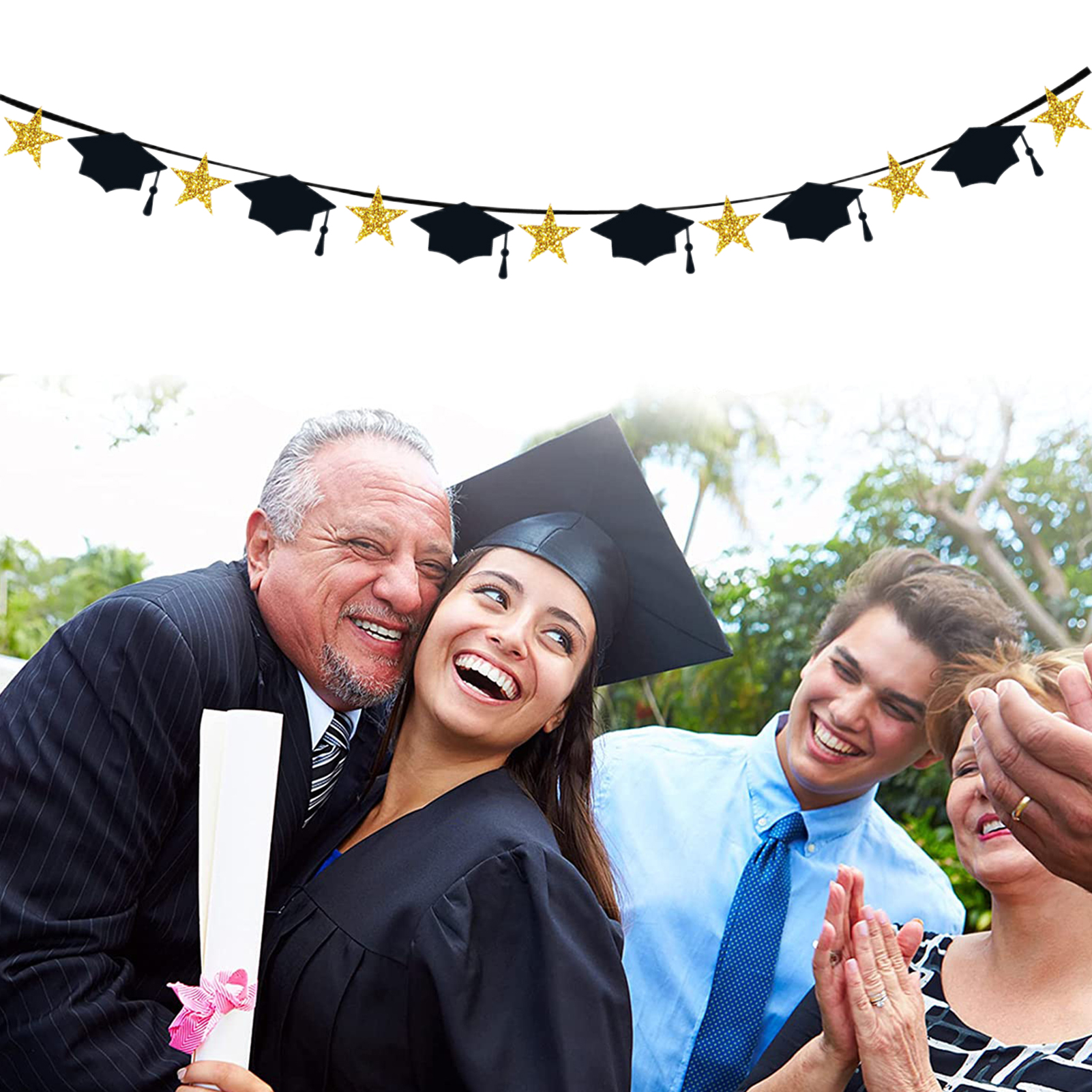 Graduation Party Banners Reusable Balcony Garden Commencement Pulling Flags. 