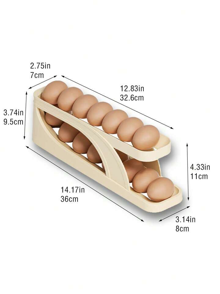 RTS Creative Plastic Slide Refrigerator Egg Holder Automatic Egg Rack Freshable Eggs Storage Container Dispenser. 