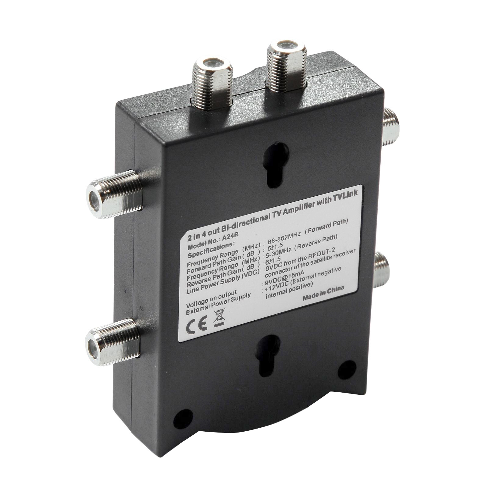 Bi-directional TV Amplifier 2 Inputs TV Antenna Signal Booster with 4 Outputs Low Noise TV Signal Splitter Antenna Signal Booster with Reverse Path for Indoor Use. 
