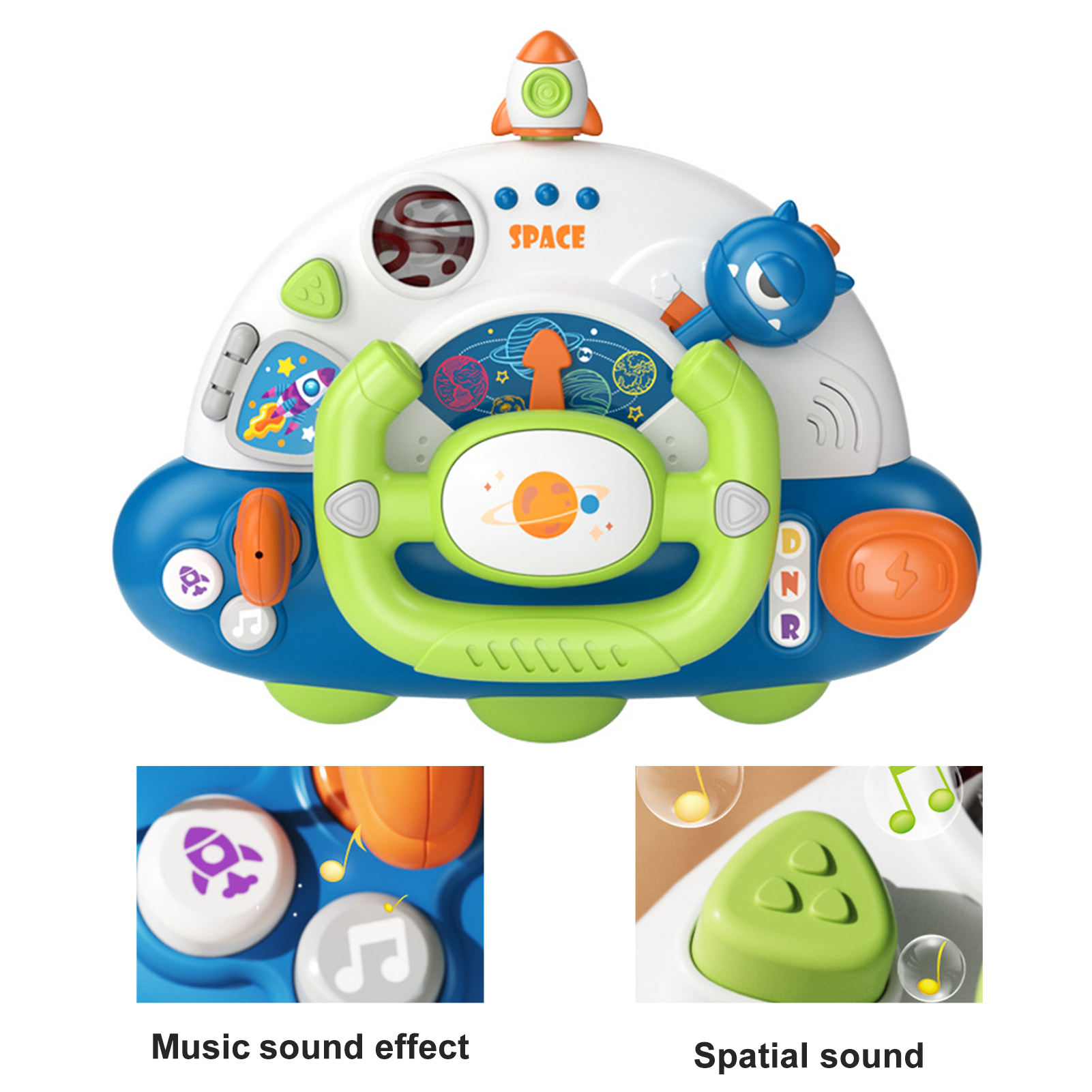 Interactive Steering Wheel Toy Interactive Kids Spaceship Steering Wheel Toy with Music Lights Educational Pretend Driving Toy for Boys Girls Fun Rocket Swing Simulation Wheel Perfect for Toddlers. 