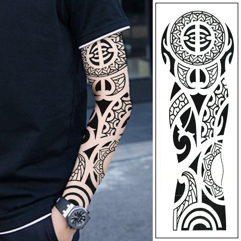 4Pcs/Lot Waterproof Temporary Tattoos Sticker Full Arm Pattern Tattoos ...