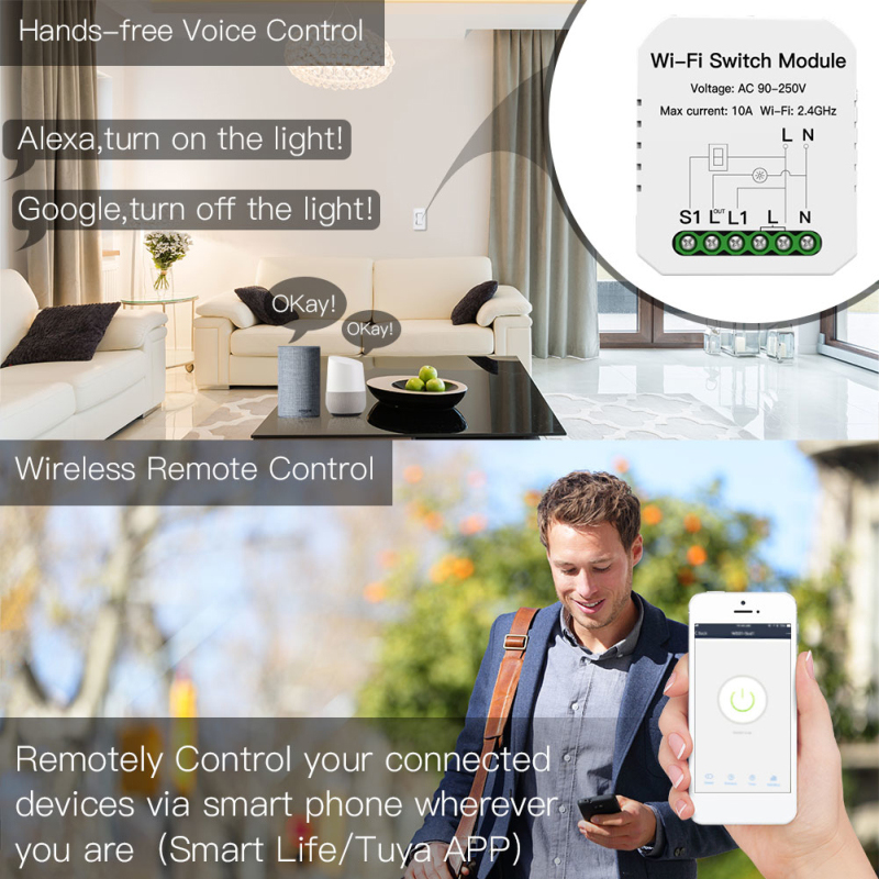 Nax Smart Home Wifi Wireless Switch Module For Apple Android App Control 90-250V Hot Sell. 