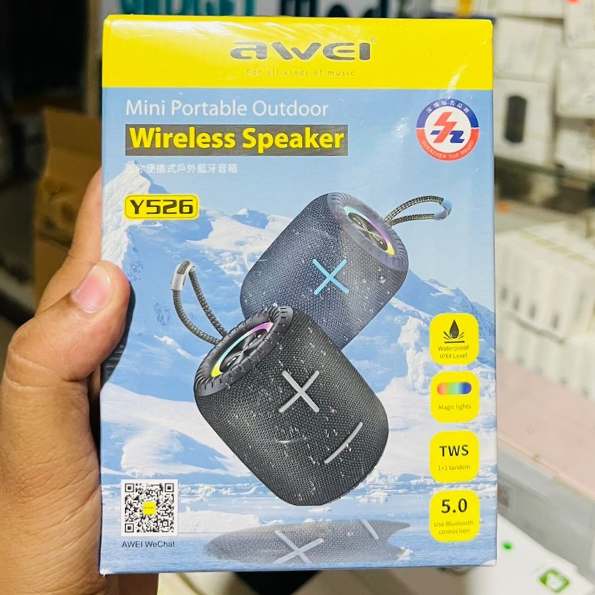 Awei Y526 Bluetooth 5.0 IPX4 Waterproof Portable Outdoor Wireless Speaker With Magic Lights. 