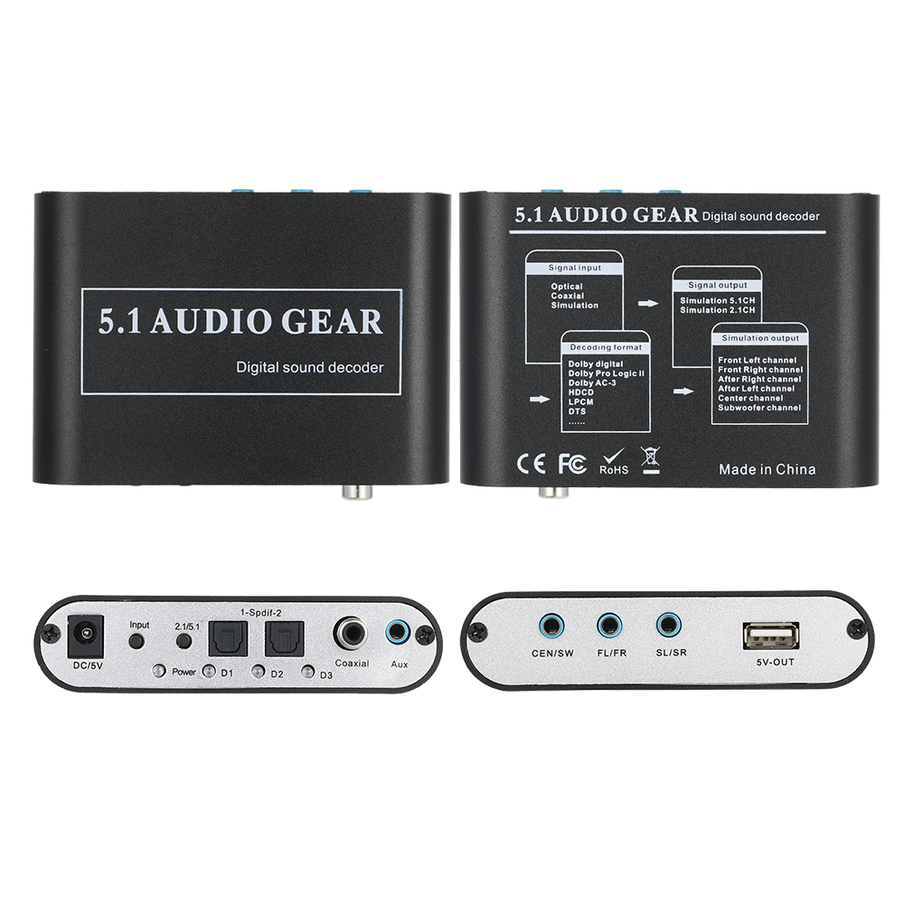 5.1 Channel AC3/DTS Audio Gear Digital Surround Sound Decoder. 