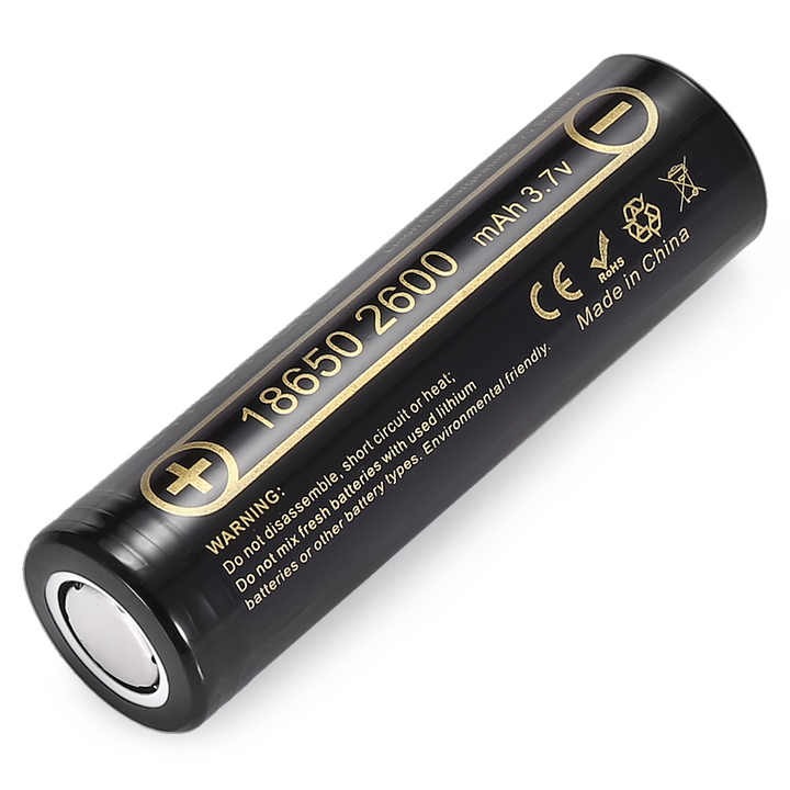 LiitoKala Lii-26A 18650 2600mAh 3.7V Rechargeable Li-ion Battery with Safety Relief Valve for Flashlights / Headlamps- 2pcs. 