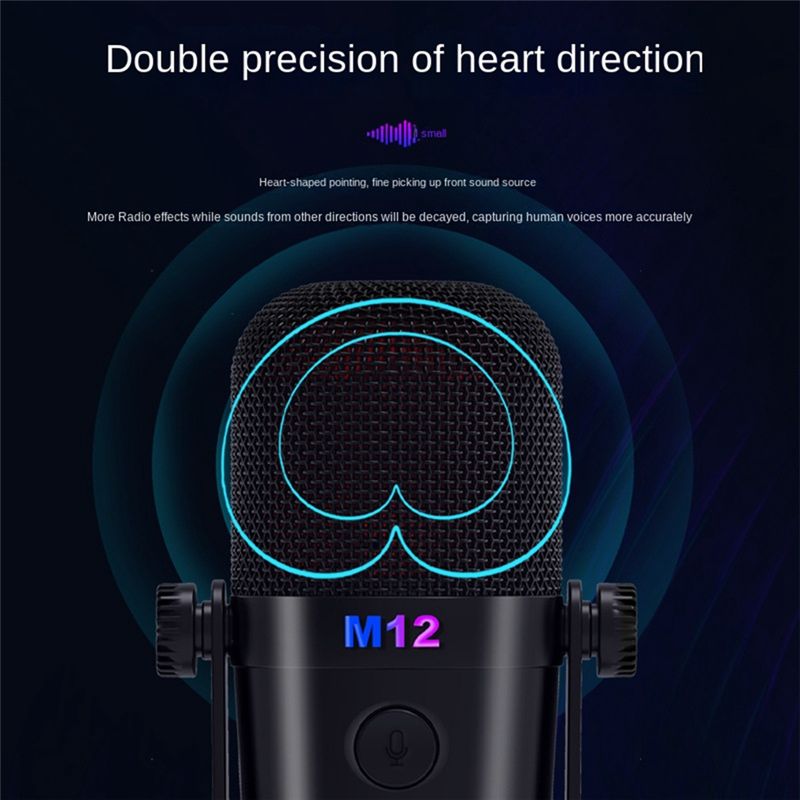 Gaming USB Condenser Microphone Mic with RGB Light/Buttons Mute for PC Gaming Recording Streaming Easy Install Black. 
