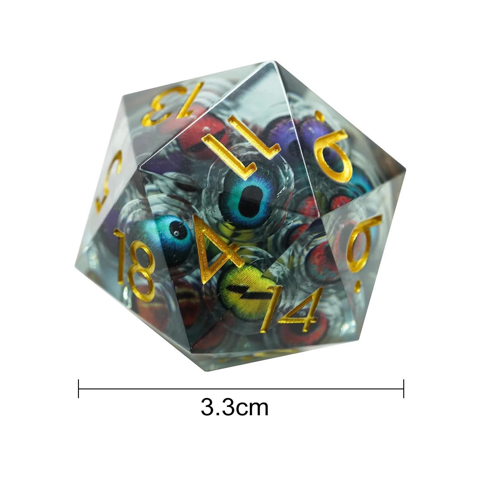 Golden Number Dice Vintage Liquid Core Quicksand Eyeball Resin Dice Set Unique Multi-sided Board Game Prop with Golden Numbers Dragon Eye Design Perfect for Toy Collectors Game Enthusiasts in Asia. 
