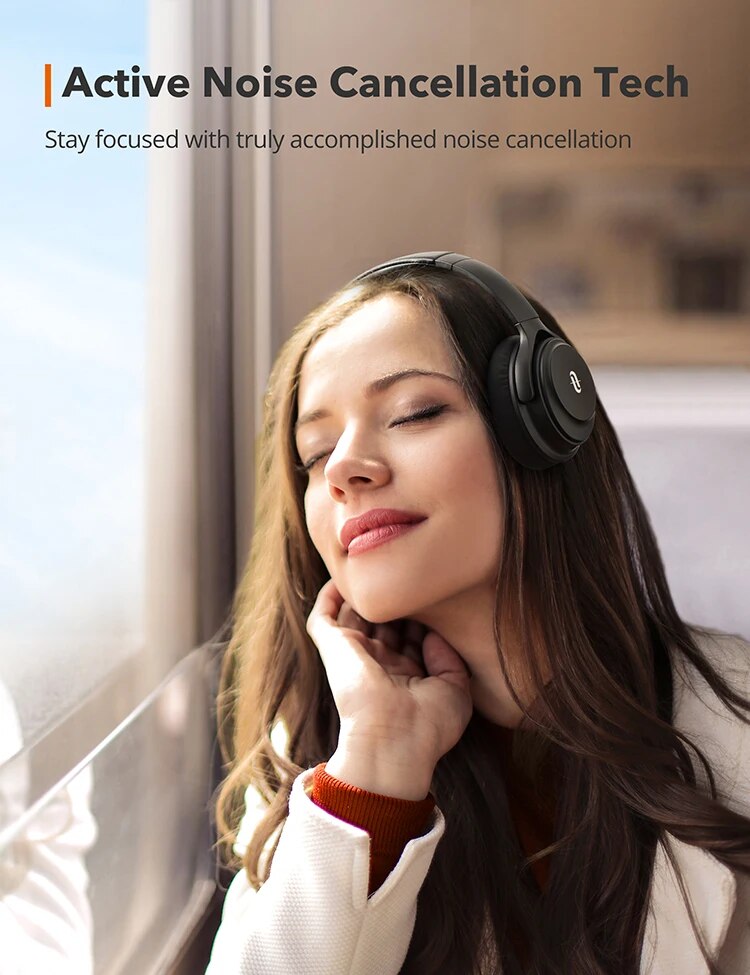 Taotronics BH085 Headset Active Noise Cancelling 40Hr Playtime aptX Type. 