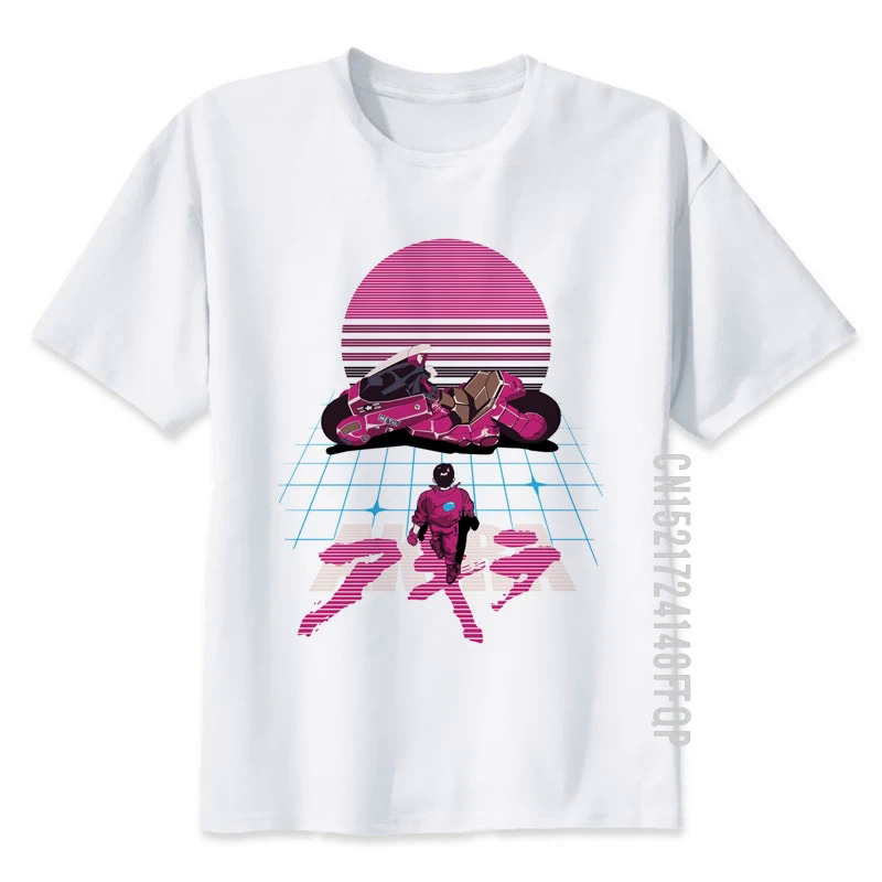 Akira Synthwave T-Shirt Men Summer Chic Tshirt Print Cotton Tshirt For Male Homme Tops & Tees Vaporwave Streetwear Camiseta