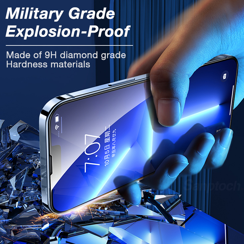 Sanptoch Full Screen Protector With Easy Install Kit For iPhone 15 14 13 12 11 Pro Max Plus Tempered Glass For iPhone X Xs Max XR Privacy GreenRay HD Dust Proof Protective Film. 
