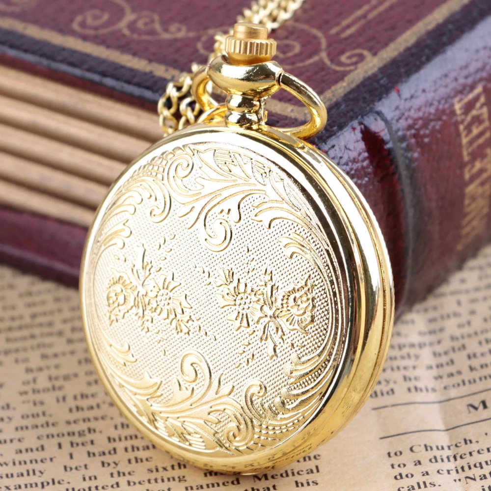 Gold Luxury Premium Digital Display Quartz Pocket Watch Ladies Vintage Elegant Pendant Necklace Best Gift reloj de bolsillo. 