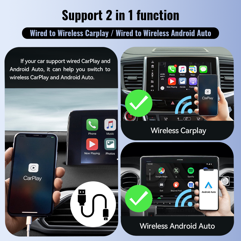 XUDA 2024 NEW 2in1 Ai Box Wireless Android Auto Adapter Carplay Wireless For Benz A C E S GLA GLB GLC 300 GLE GLS EQB EQC. 