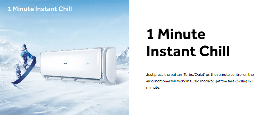 Haier 1.5 Ton Non-Inverter TurboCool AC [HSU-18TurboCool(FIX)(Pro)]. 