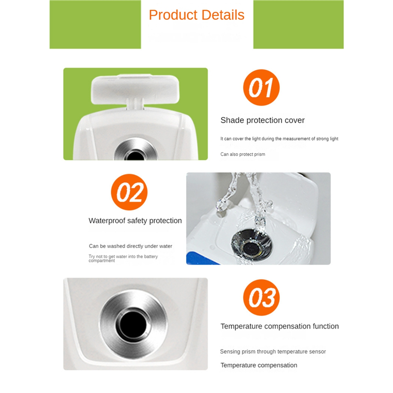 Digital Refractometer Sugar Meter Refractometer Brix Meter Juice Drinks Measuring Range 0-55%. 