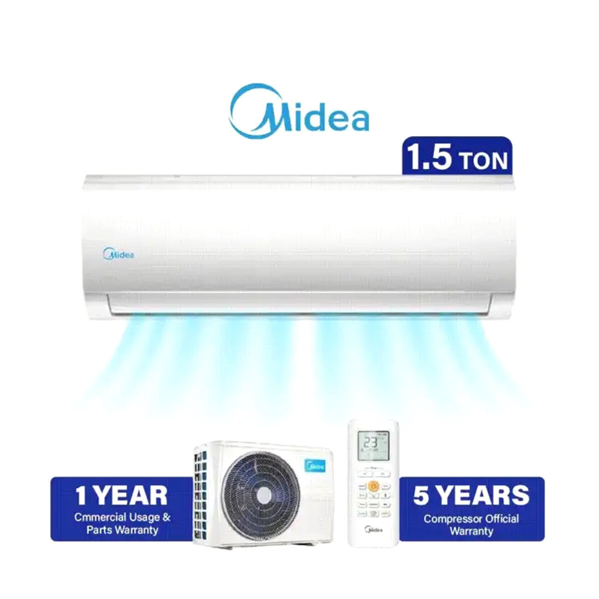 Midea 1.5 Ton Split Type Non-Inverter Air Conditioner (AC Model- MSG18CRN/ MSA18CRN) 5 Years Official Warranty
